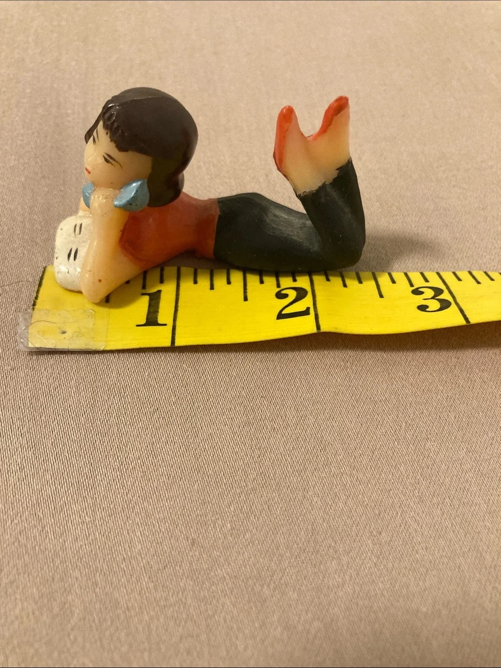 Vintage Mid Century Wilton Hard Plastic Girl on Phone Cake Topper
